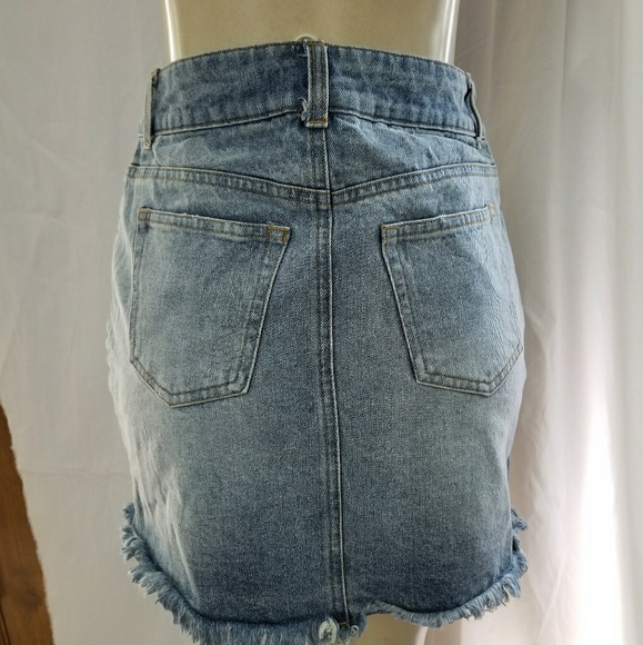 New denim distressed ripped skirt - Picture 3 of 3